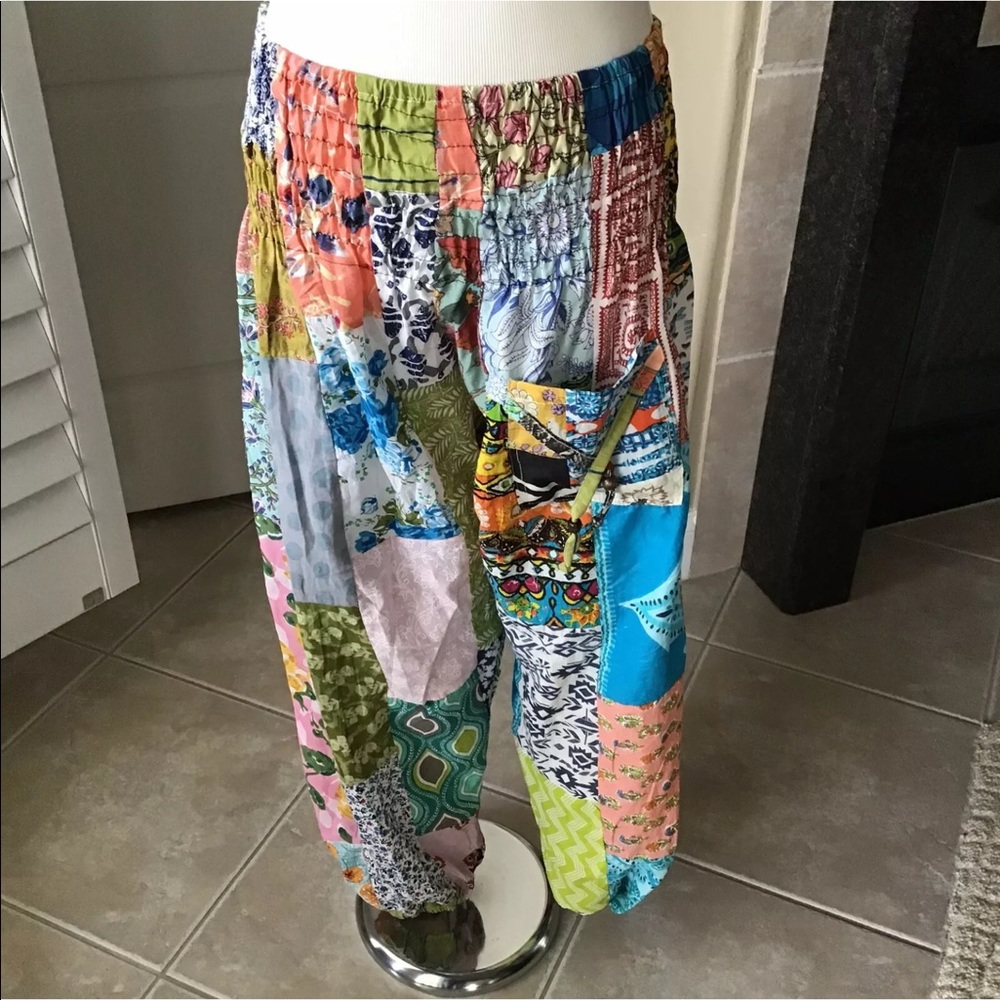 LAST PAIR! Yoga Pants Beach Patchwork 100% Cotton - Picture 4 of 8